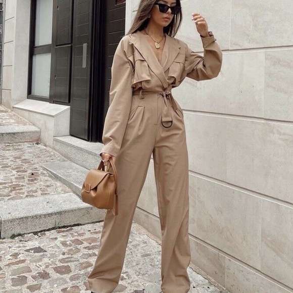 Zara Long Jumpsuit with Pockets - Picture 1 of 16